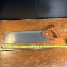 Vintage Carved Wood Handle Backsaw / Miter Box Saw 14