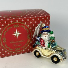Radko Car HOLIDAY ROLLS Ornament 00-185-0 Santa Royce QVC 4.5 x 5” Box & Tag picture