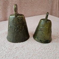 Set of Two Antique Primitive Brass Animal Cow Bells *Please Read* picture