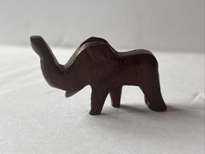 Vintage Wooden Hand-Carved Elephant Figurine Teak Wood Made In Thailand picture