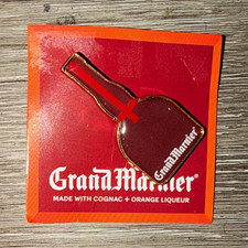 Grand Marnier Bottle-Shaped Advertising Pinback Pin w/ Original Backing Card picture