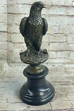 Original Bronze Sculpture Austere American Eagle Marble Base Figurine Artwork picture