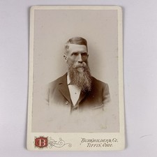 Antique Cabinet Card Photo Tiffin Ohio Distinguished Gentleman Long Beard Logo picture