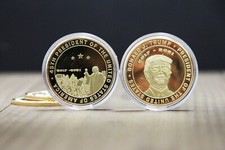 2017 DONALD TRUMP Presidential Gold Plated Tribute Coin with Blue Velvet Case picture