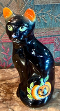 FENTON ART GLASS Hand Painted C.  Smith BLACK CAT Halloween RARE and BEAUTIFUL picture