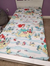 vintage 1990s Disney The Little Mermaid bedding Flat Fitted Sheet Pillowcase picture