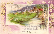 Vintage 1905 Easter Postcard Scenic Spring Landscape Walter Writes NY picture