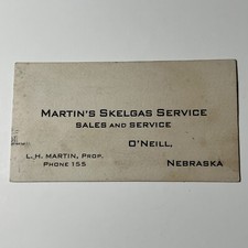 VtG O’NEILL NEBRASKA 1940s MARTIN’S Skelgas SERVICE Business Card picture
