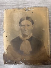 Antique Victorian Woman Portrait 22x17 Photo on Fabric Canvas 1800s Damaged picture