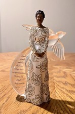 Dr. Maya Angelou Angel Figurine Quote White/Gold Floral Dress Wings Boxed picture