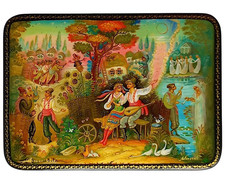 Evening in May Russian Lacquer Box Palekh Keepsake Jewelry Trinket Box picture
