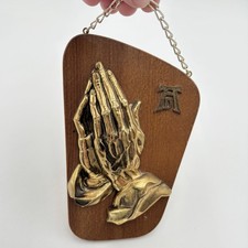 Vintage Praying Hands Wood Wall Plaque Albrecht Durer Copper Bronze West Germany picture