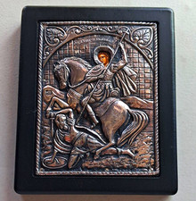 Vintage Greek 950 Silver Icon St Demetrius Byzantine Art Replica picture