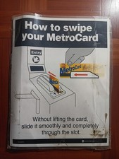 Vintage NYC MTA MetroCard Swipe Instruction Sign Subway Transit Memorabilia picture