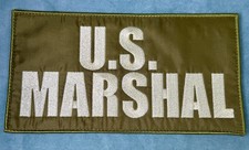 US MARSHAL embroidered patch Approx 9” x 4.75” Hook Loop Gold/Yellow & OD GREEN picture