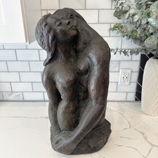 Vintage Marwal The Embrace Lovers Chalkware Statue Bronze-Look Finish 24