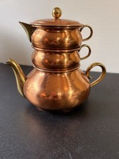 VTG Tagus Portugal Stacking Copper Tea Set | 3-Pc. Interlocking Teapot Set.  333 picture