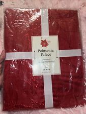 Seasons Poinsettia Holiday Damask Red Tablecloth 70 IN picture