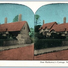 MINT c1900s Stratford-on-Avon, England, UK Ann Hathaway's Cottage Stereoview V39 picture