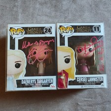 Game of Thrones Emilia Clarke & Lena Headey Signed Funko Pop Lot Beckett LOW picture