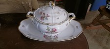 Vintage Edelstein Bavaria Moss Rose Soup Tureen with Matching Underplate Platter picture