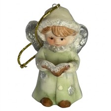 Vintage Choir Angel Bell Ornament with Book 2.5 Inch Ceramic Christmas Decor picture