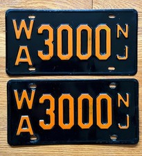 EXCEPTIONAL 1957 -59 NEW JERSEY LICENSE PLATE SET # 3000 HOT ROD MAN CAVE VINTAG picture