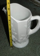 Vintage Westmoreland Paneled Grape Vine White Milk Glass 9” Footed Pitcher &TAG picture