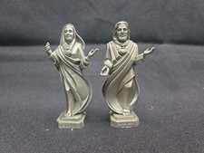 Vintage JCC Secred Headt Of Jesus & Queen Of Peace Pewter Figures  picture