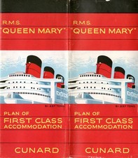 1950s-60 RMS QUEEN MARY First Class Plan w/ 8 Decks & 23 Color Interior Photos picture