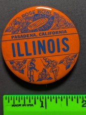 Vintage Illinois Rose Bowl College Football Pinback Pin picture