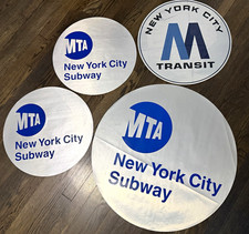 MTA New York City Subway & NYC Transit Round Sign Decals Lot of 4 picture