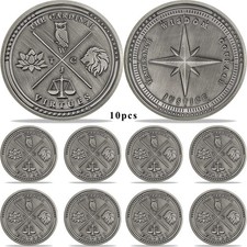 10Pc The Four Virtues Stoic Challenge Coins-Wisdom, Courage, Justice, Temperance picture