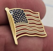 VTG Lapel Pinback Hat Pin Gold Tone New American Flag Patriotic  picture