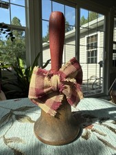 Vintage Decorative Wooden Handbell 5.5”Desk/Service Bell Rustic/Primitive &Bow picture