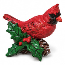 Red Cardinal with Holly, Hand-Painted Resin Christmas Figurine picture