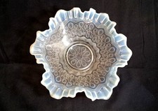 EAPG • JEFFERSON GLASS • Opalescent CRIMPED BOWL • Ruffled Edge Many Loops Dish picture