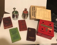 Book Bank Mixed Lot of 7 Savings Banks Barrel Piggy 1930s Propaganda picture