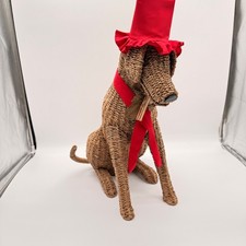 Vintage Wicker Rattan Dog Sculpture-removable accents- Labrador Decor picture