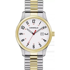 Caravelle by Bulova 45B147 Men's Two Tone Watch White Dial 40mm Quartz NEW picture