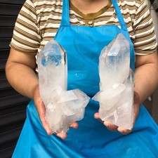 2pcs 4.18 LB Natural Clear Quartz Cluster Crystal Mineral Heals Specimen 6746 picture