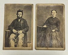 Antique Victorian CDV Photo Pair Bearded Man & Woman 19th Century Portraits picture