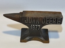 John Deere 1937 Cast Iron Embossed Mini Anvil - Blacksmith Farm Tractor picture