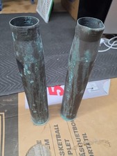 Pair - Vintage 1943 US Military 57MM  Brass Artillery Shell Casing Decor Art WW2 picture