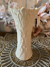 Lenox Vase 8.5 Inch Tall Woodland Cream Ivory Leaf Pattern Table Flowers Decor picture