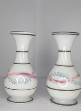 Pair of french opaline glass vase handpainted 4,7'' picture