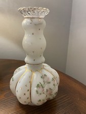 Vintage Fenton Glass Rose and Gold Accent Perfume Bottle No Stopper picture