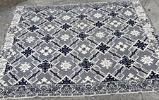 ANTIQUE 1852 OHIO COVERLET, BLUE AND WHITE, WEAVER WILLIAM H. VAN GORDON picture
