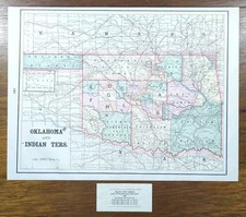 Vintage 1893 OKLAHOMA INDIAN TERRITORY Map 14