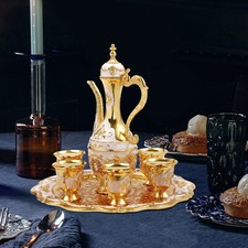 Turkish Tea Set Vintage Turkish Coffee Set with Pot and 6 Cups for Home Decor picture